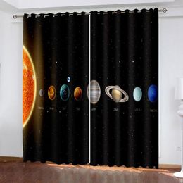 Curtain 3D Digital Print Curtains For Living Room 2 Pieces The Great Solar System And Other Stars Window Draps