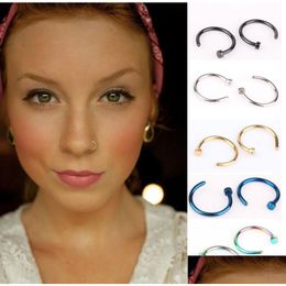 Nose Rings Studs Hip Hop Stainless Steel Ring C Shape Body Piercing Hoop Women Jewellery Fashion Will And Sandy Gift Drop Delivery Dhv90