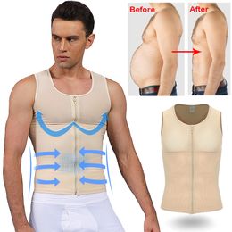 Men's Body Shapers Mens Slimming Body Shaper Gynecomastia Compression Shirts Tummy Control Shapewear Waist Trainer Chest Abs Slim Vest Corset Tops 230606