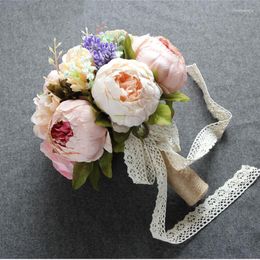 Decorative Flowers Artficial Flower Bouquet Pink Series Penoy Hybrid Holding Wedding Decoration The Bride Bridesmaid