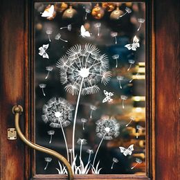 White Dandelion Butterfly Electrostatic Wall Sticker Glass Window Decoration Double Sided Pattern Decals Home Decor Wallpaper