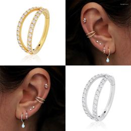 Hoop Earrings ASTM G23 Titanium Hinged Segment Double Lined Cz Septum Rings Ear Cartilage Lip Studs Nose Jewelry