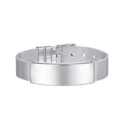 Charm Bracelets Mesh Chain Stainless Steel Bar Bangles Adjustable Wristband For Men Woman Jewellery