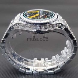 Other Watches MISS Hip Hop Ice Out Mechanical Men Watch Luxury Full Diamond Skeleton Clock Waterproof Automatic Watches 220622 J230606