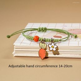 Charm Bracelets Simple Fashion Cute Cartoon Animal Flower Bracelet For Women Hand-Woven Metal Drip Glaze Pendant Bangles Friends Gifts