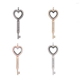 Pendant Necklaces 1PC Alloy Key Heart Rhinestones Magnetic Glass Locket Living Memory Floating Fit For Necklace Women Jewelry