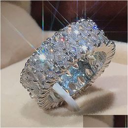 Cluster Rings Double Row Water Drop Zircon Ring Band Finger For Women Copper Rinsg Lover Vanlentines Gift Fashion Jewellery Will And S Dhsdw