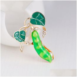 Pins Brooches Crystal Pearl Bean Pod Brooch Pin Business Suit Tops Coat Cor Rhinestone For Women Men Fashion Jewellery Drop Delivery Dh4B0