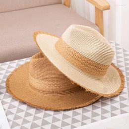 Wide Brim Hats Summer Beach Sun Hat For Women Grace Luxury Raffia Straw Outdoor Panama Sunshade Cooling Glacier Cap