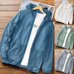 Men's Vests Outwear Jacket Tops Anti UV Sun Protection Coat UPF 50 Hooded Men Ultra-thin Ice Silk Casual Practical Suit Thin