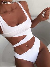 Women's Swimwear Cut Out One Piece Swimsuit Women Sexy Swimwear 2023 New Monokini White Beachwear Summer Bathing Suit Swimming Suit T230606