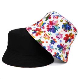 Wide Brim Hats 2022 Cotton Printed Bucket Fisherman Fashion Joker Outdoor Travel Sun Hat Men and Women 180 G230603