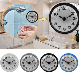 Wall Clocks Mini Sucker Clock Bathroom Anti-Fog Waterproof DIY Digital Stickers Silent For Home Living Room Offic R2O6