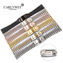 CARLYWET 20 22mm Whole Glide Lock Replacement Wrist Watch Band Strap Bracelet244y