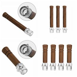 New Style Natural Wood Mini Pipes Catcher Taster Bat One Hitter Dry Herb Tobacco Philtre Glass Tube Portable Removable Handpipes Smoking Cigarette Wooden Holder