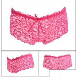 Women'S Panties Sexy Lace Boxer Shorts Floral Low Rise Boy Short Briefs Lingerie Women Underwear Under Fashion Will And Sandy Clothe Dhihj