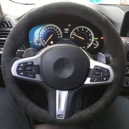 Steering Wheel Covers Anti-Slip Black Suede Car Braid Cover Fit For G30 G31 G32 G20 G21 G14 G15 G16 X3 G01 X4 G02 X5 G05 M Sport