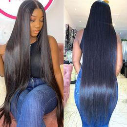 40 Inch Straight Lace Front Wig Bone Brazilian Lace Frontal Wig Straight Human Hair Wigs For Women Pre Plucked