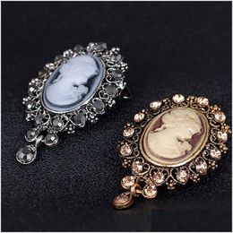 Pins Brooches Retro P O Frame Head Portrait Brooch Pin Fashion Business Suit Tops Cor Rhinestone Jewelry Gift Drop Delivery Dhbxx