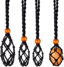 Chains 2023 Fashion Colourful Handmade Woven Mesh Bag Pendant Adjustable Necklace For Women Men DIY Wax Line Rope Jewellery Gifts