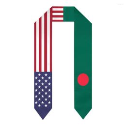 Scarves Graduation Sash Bangladesh & USA United States Flag Stole Shawls Graduate Wraps Scraf International Student Pride Gifts