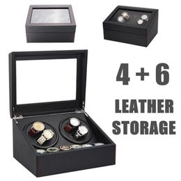 4 6 Automatic Watch Cases Winder Wooden Dual 2 Motor Storage Box Organizer Display Rack Stand Black251s