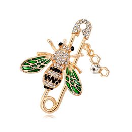 Pins Brooches Fashion Crystal Bee Brooch Gold Safety Pin Cor Scarf Buckle Dress Suit Women Men Jewellery Will And Sandy Gift Drop Deli Dhh01