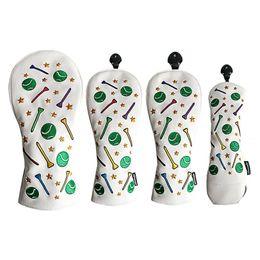 Other Golf Products 4Pcs Set Head Covers PU Leather Club Putter For Driver Fairway Wood Hybrid Accessories 2326