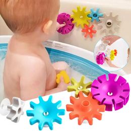 Bath Toys Montessori Baby Suction Cup Gear Rotation Colourful Spinning Waterwheel Water Toy for 0 12 Months 1 Year 230605