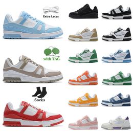 designer low sneakers Virgil Trainer Casual Shoes Calfskin Leather Abloh tripler White pink dhgate mens women vuittns Platform Outdoors flats Shoe euro 36-45