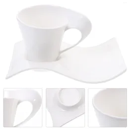 Mugs Cup Mug Coffee Ceramic Tea Cups Wave Saucer Cappuccino Latte Porcelain Caffe Espresso Set Saucers Water Cafe Drinking