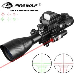 Hunting Airsofts Riflescope 4-12X50 EG 3 in 1 Tactical Red Dot Laser Sight Scope Holographic Optics Rifle Scope