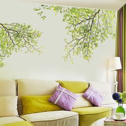 Free Shipping:Large 55*150Cm/22*59in 3D DIY green branch Tree PVC Wall Decals/Adhesive Family Wall Stickers Mural Art Home Decor