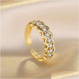 Cluster Rings Women Diamond Row Ring Band Finger Gold Open Adjustable Tail Engagement Wedding Fashion Jewellery Will And Sandy Drop Del Dhn1R