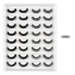 Handmade Reusable Curly False Eyelashes Naturally Soft Light Multilayer Thick Fake Lashes Mink 16 Pairs Set Full Strip Lashes Extensions