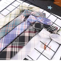 Bow Ties 6cm Fashion Cotton Neck For Men Women Casual Plaid Tie Boys Girls Suits Slim Necktie Wedding Party Gravatas