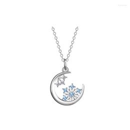 Pendant Necklaces Fashion Lady Crystal Snowflake Necklace Christmas Chain Jewerly Gifts With Titanium Steel Anniversaries
