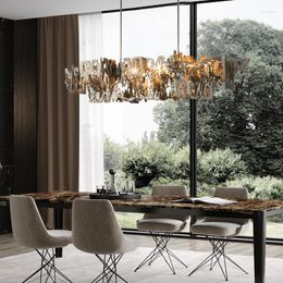 Chandeliers LED Art Chandelier Pendant Lamp Light Luxury Postmodern Living Island Novelty Metal Hanging Restaurant Kitchen Long Fixtures