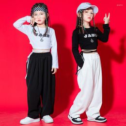 Stage Wear Modern Girls Jazz Dance Costume Hip Hop Clothing Crop Tops Pants Kpop Performance Outfit Kids Street BL10124