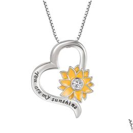 Pendant Necklaces Sunflower You Are My Sunshine Heart Necklace Women Children Fashion Jewelry Will And Sandy Drop Delivery Pendants Dhimq