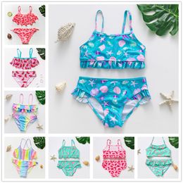 Two-Pieces 2~16Year Teenager Girls Swimwear Two pieces Girls swimsuit High quality Kids Bikini sets Falbala Children Beach wear-1084mix 230606