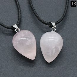 New Natural Crystal Stone Water Drop Aventurine Rose Quartz Tiger's Eye Opal Agate Pendants Diy Necklace Jewelry Making