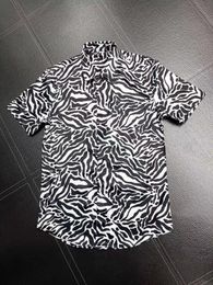 Zebra Stripes Mens Designer Shirts Brand Clothing Men Shorts Sleeve Dress Shirt Hip Hop Style High Quality Cotton Tops 10829