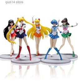 Anime Manga 5Pcs Sailor Moon Action Figures 18cm Tsukino Usagi Hino Rei Mizuno Ami Collection Model PVC Room Decor Kids Toys Gift T230606