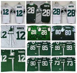 c2604 Vintage 28 Curtis Martin 12 Joe Namath Football Jerseys 73 Joe Klecko 90 Dennis Byrd 99 Mark Gastineau 85 Wesley Walker 80 Wayne Chrebet Green Jersey Mens