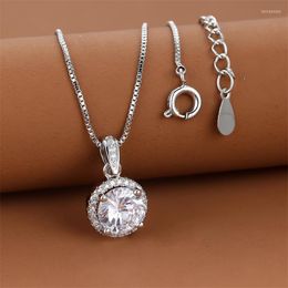 Pendant Necklaces Mother Day Round Clavicle For Women Silver Colour White Zircon Green Stone Wedding Engagement Necklace Jewellery