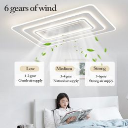 Led Lamp Ceiling Fan 6 Speeds Bedroom AC220V Ceiling Fan With Remote Control With Light Fixture Invisible Leafless Electric Fan