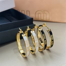 Elegant Women Earring Hoop MUMU Brand Designer Luxury Alphabets Black White Ear Studs Big Circle Gold Embedded Earrings Jewellery