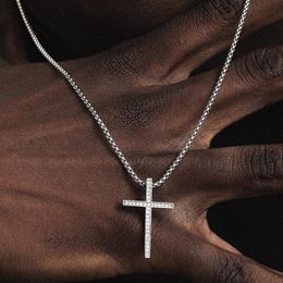 Wholesale Niche High-Grade Cross Necklace Zircon Pendant Simple All-Match Clavicle Chain for Birthday Gift