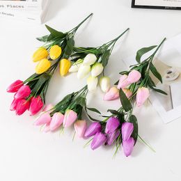 Decorative Flowers 1PC 6Head Real Touch Tulip Artificial Flower Bouquet PE Foam Fake Tulips For Wedding Banquet Home Garden Decorations